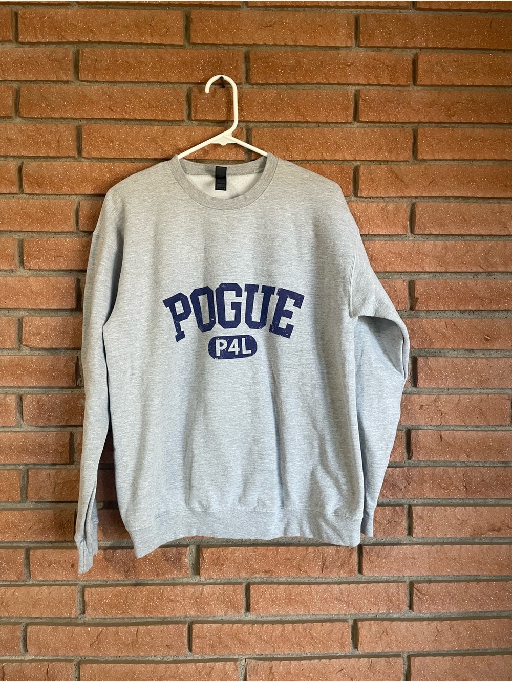 Gildan Gray Crewneck Sweatshirt with Navy POGUE P4L Logo